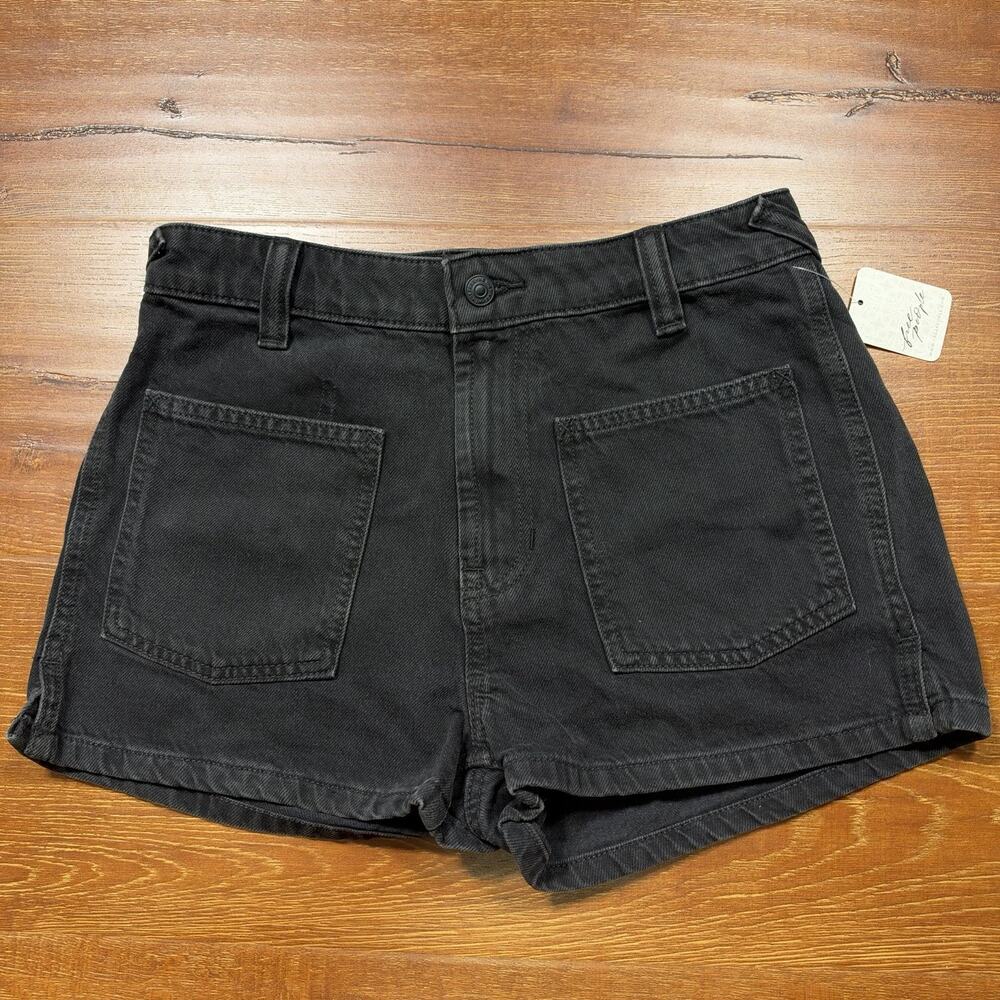 We The Free Bettie Sailor Shorts Womens 27 2" Black Jean Denim Cotton Retro Fade